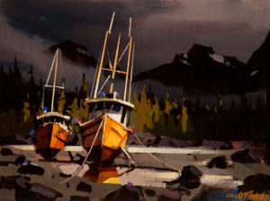 SOLD "Two Left by the Tide," by Michael O'Toole 9 x 12 - acrylic $660 Unframed $885 in show frame