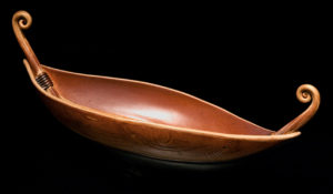 SOLD "Slipper Boat" (LR-095), by Laurie Rolland hand-built ceramic - 15" (L) x 6" (H) x 6" (W) $175