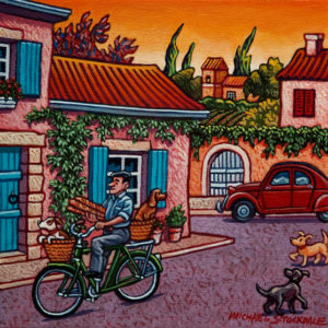 SOLD "Along for the Ride," by Michael Stockdale 8 x 8 - acrylic $335 Unframed $420 in show frame