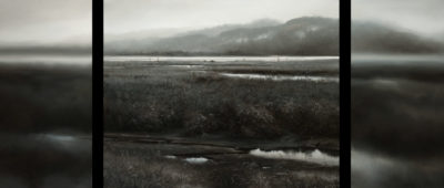 SOLD "Diffused Periphery," by Renato Muccillo triptych - 24 x 54 overall size - oil on canvas $7000 with show frames