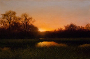 SOLD "Elms at Dusk (Study)," by Renato Muccillo 6 x 9 - oil $1330 in show frame