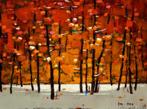 SOLD "Fall Again," by Min Ma 6 x 8 - acrylic $440 Unframed $600 in show frame