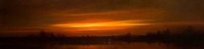 SOLD "Fraser River Dusk," by Renato Muccillo 12 x 48 - oil on canvas $3710 with show frame