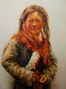  SOLD
"Girl in Ahli," by Donna Zhang
30 x 40 – oil
$7050 Custom framed
$6600 with standard frame
