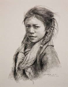 SOLD "Magiahma," by Donna Zhang 9 1/2 x 12 1/2 - pencil drawing $1240 Framed