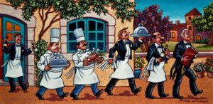 SOLD "Menu Gastronomique," by Michael Stockdale 10 x 20 - acrylic $645 Unframed $770 in show frame