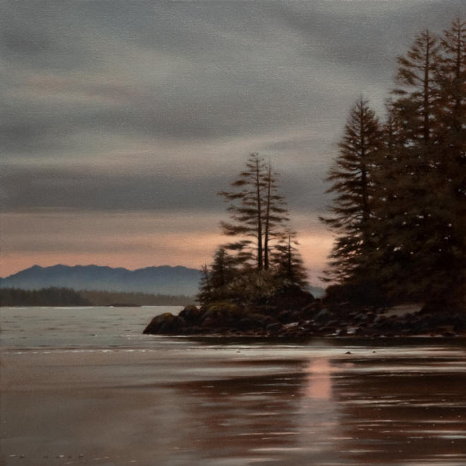 SOLD ``Morning Sky, Pacific Rim,`` by Ray Ward 16 x 16 - oil $1260 Unframed