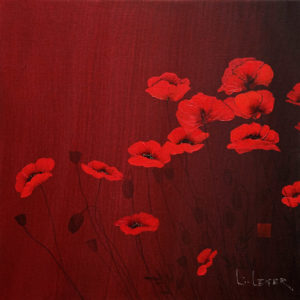 "Poppies in Red," by Don Li-Leger 22 x 22 - acrylic $2400 (thick canvas wrap without frame) $2600 in show frame