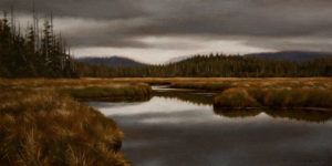 SOLD "Promise of Rain, North Island," by Ray Ward 6 x 12 - oil $615 Unframed $810 in show frame
