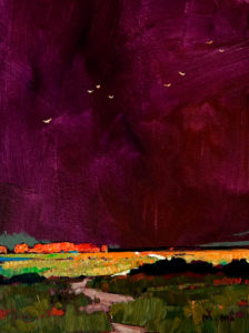 SOLD "Purple Sky," by Min Ma 6 x 8 - acrylic $440 Unframed $600 in show frame