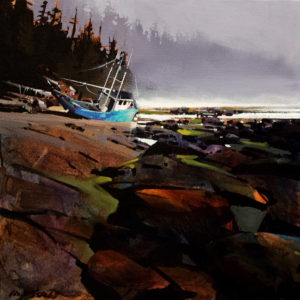 SOLD "Shipwreck in Haida Gwaii," by Michael O'Toole 16 x 16 - acrylic $1060 Unframed $1310 in show frame