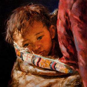 SOLD "Snuggled In," by Donna Zhang 12 x 12 - oil $1180 Unframed $1300 in show frame