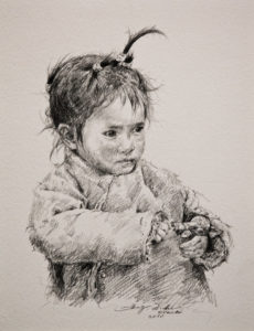 SOLD "Something Sweet," by Donna Zhang 9 1/2 x 12 1/2 - pencil drawing $1240 Framed