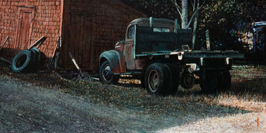SOLD ``The Storage Shed,`` by Alan Wylie 8 x 16 - acrylic $1620 Unframed