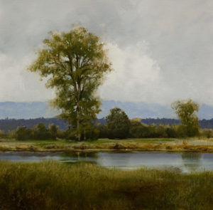 SOLD "Sulina Park Pastures," by Renato Muccillo 9 x 9 - oil on panel $1300 with show frame