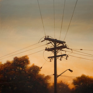 SOLD "Transmission," by Renato Muccillo 24 x 24 - oil on birch panel $3800 with show frame