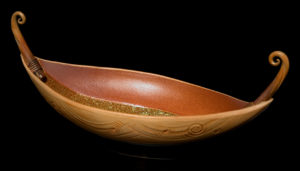 SOLD Slipper Boat (LR-042), by Laurie Rolland hand-built ceramic - 14" (L) x 6" (H) $175