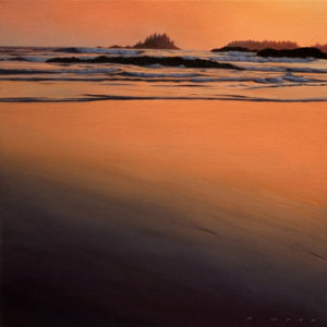 SOLD "Distant Breakers at Dusk (Study)," by Ray Ward 12 x 12 - oil $960 Framed