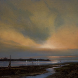 SOLD "Evening On Iona Flats," by Renato Muccillo 8 x 8 - oil on panel $1450 with Show frame