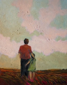 SOLD "Father and Daughter in Early Eve," by Steve Coffey 11 x 14 - oil $875 (thick canvas wrap without frame)