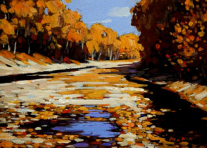 SOLD "Glories of Fall," by Min Ma 5 x 7 - acrylic $310 Unframed $450 with Show frame