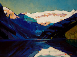 SOLD "Lake Louise," by Min Ma 6 x 8 - acrylic $350 Unframed $495 with Show frame