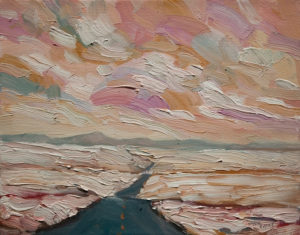 SOLD "Morning Winter Hiway," by Steve Coffey 8 x 10 - oil $630 (thick canvas wrap without frame)