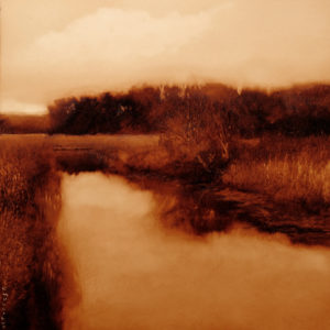 SOLD "Neaves Road Canal" (study), by Renato Muccillo 5 x 5 - oil on mylar $1150 with Show frame