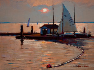 SOLD "Sails at Crescent Beach," by Min Ma 6 x 8 - acrylic $610 Framed $440 Unframed
