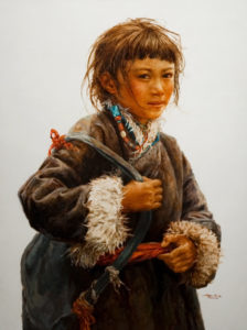 SOLD "School Girl," by Donna Zhang 30 x 40 - oil $7100 in show frame $6640 in standard frame