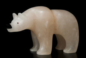 SOLD "Spirit Bear," by Vance Theoret 8" (L) x 5 1/2" (H) - Spanish alabaster $800