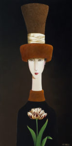 SOLD "Tasha and the Tulip," by Danny McBride 18 x 36 - acrylic $2800 (thick canvas wrap without frame)