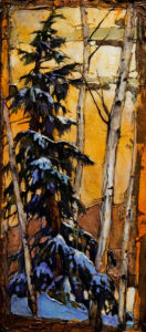 SOLD "Tax Free Trees," by David Langevin 8 x 18 - acrylic $650 Unframed $800 with Show frame