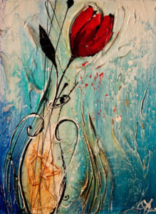 SOLD "True Blue," by Laura Harris 9 x 12 - acrylic $975 (thick canvas wrap without frame) $1165 with Show frame