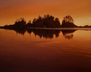 SOLD "Twilight Glow," by Ray Ward 16 x 20 - oil $1520 in show frame $1500 in standard frame