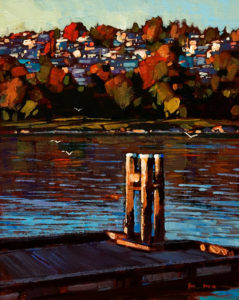 SOLD "View from White Rock Pier," by Min Ma 8 x 10 - acrylic $745 in show frame $735 in standard frame