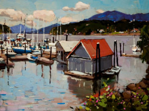 SOLD "View From the Dock," by Min Ma 9 x 12 - acrylic $600 Unframed $795 with Show frame