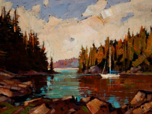 SOLD "View of Inlet," by Min Ma 6 x 8 - acrylic $610 in show frame $570 in standard frame