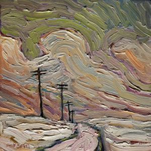 SOLD "Winter Pole Trail," by Steve Coffey 8 x 8 - oil $560 (thick canvas wrap without frame)