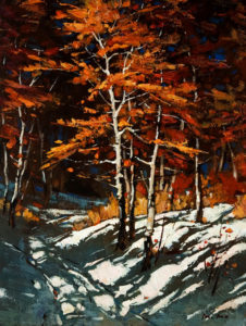SOLD "Winter Trees," by Min Ma 12 x 16 - acrylic $1350 in show frame $1330 in standard frame