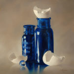 SOLD "Blue Belles Crackle Shells" by Mickie Acierno 16 x 16 - oil $1700 Framed ($1870 with custom show frame)