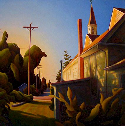 SOLD "Behind the Church, Crescent Beach" 36 x 36 - oil $2850 (canvas wrap without frame)