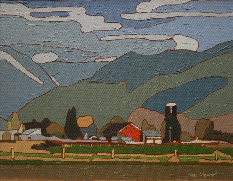 SOLD "Farm Scene" by Lois Stewart 8 x 10 - acrylic