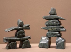 Inukshuks by Cliff Mason
Brazilian soapstone
SOLD – left – 5 1/4 height – $100
SOLD – right – 7 1/4 height – $140