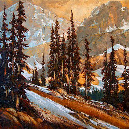 SOLD "More Alpine at the Wrong Time" 36 x 36 - acrylic $2630 (thick canvas wrap without frame)
