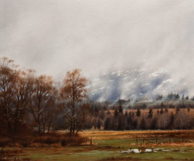 SOLD "Rolling Mist in the Foothills," by Ray Ward 10 x 12 - oil $880 Unframed $1065 Custom framed