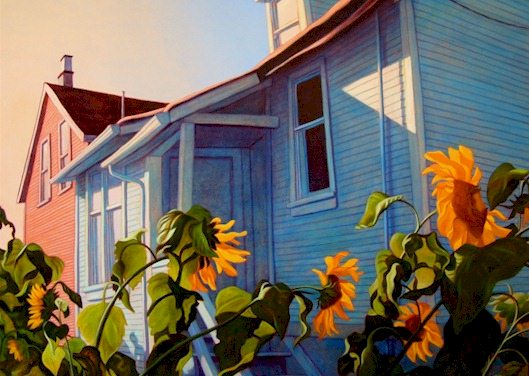 SOLD "September Sunflowers, Vancouver" 48 x 60 - oil $4550 (canvas wrap without frame)