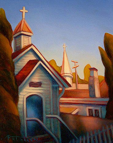 SOLD "Steeples, Crescent Beach" 8 x 10 - oil $525 Framed
