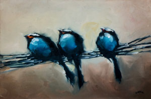  SOLD
"Three's a Crowd"
 by Harold Braul
20 x 30 – oil
$1140 (thick canvas
wrap without frame)