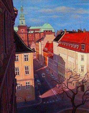 SOLD "Copenhagen Shadows" by Niels Petersen 16 x 20 - oil $925 Framed